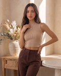 Ribbed Open-Back Tie-Up Crop Top